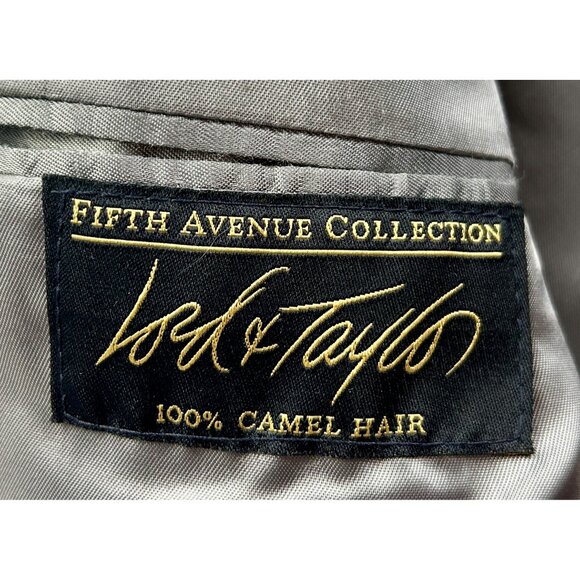 Lord & Taylor Fifth Avenue Collection Mens Blazer 44R Gray Glen Plaid Camel Hair - Picture 4 of 12